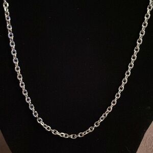 Long silver tone chain necklace NIB